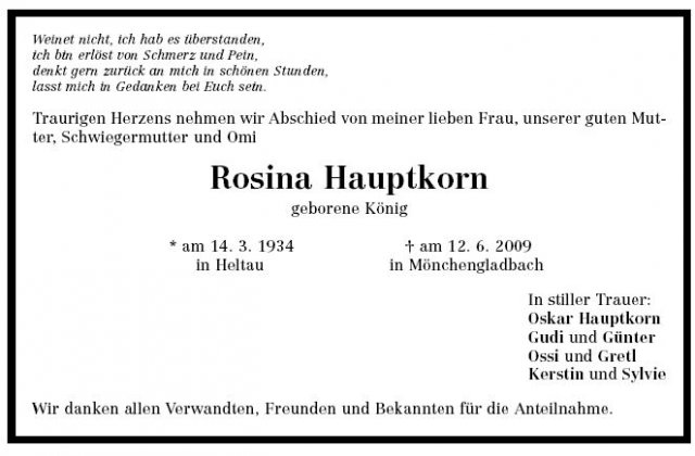 Koenig Rosina 1934-2009Todesanzeige